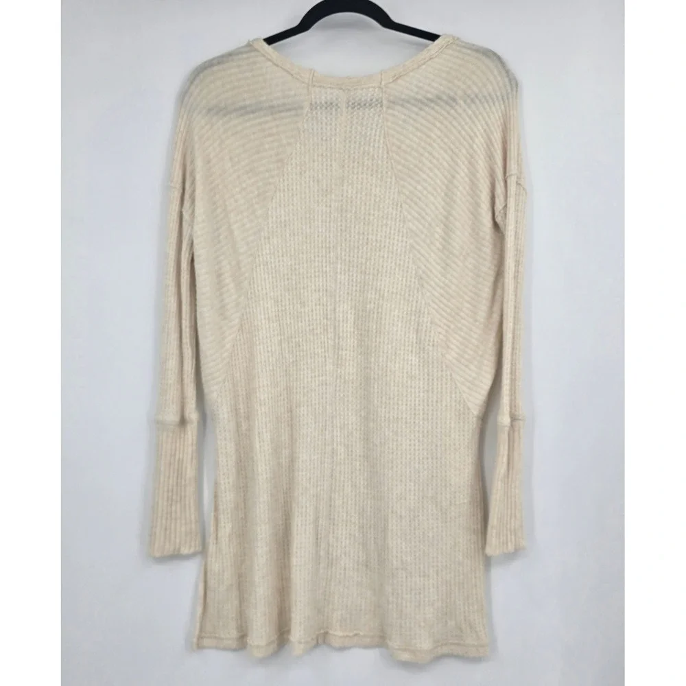 Free People Ventura Waffle Knit Thermal XS Ivory Cream High Low Tunic Top